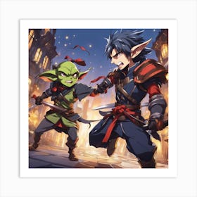 Goblin Fight Human 2 Art Print