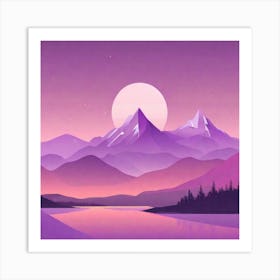 Misty mountains background in purple tone 80 Art Print