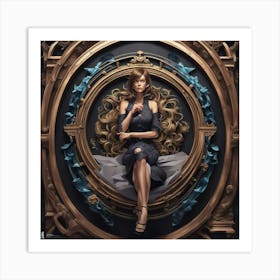 Woman Sitting In A Circular Frame Art Print