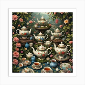 Tea In The Garden 1 Art Print