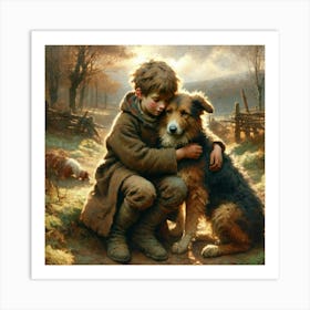 Boy And His Dog 1 Art Print