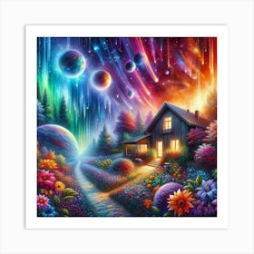 Colorful Galaxy House 3 Art Print