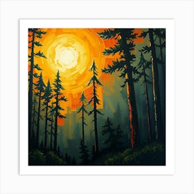 Sunset In The Forest 11 Art Print