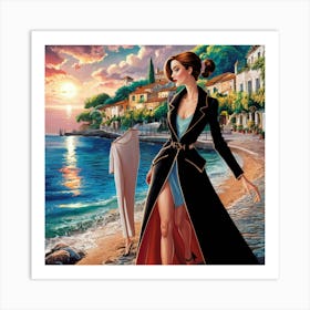 A Stunning Illustration Of An Italian Coastal Scen Ezd8bo3wrjqcwphcr7mnlg 7sb23ahfqr2clhojlgzj7q Art Print