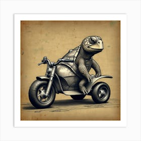 Turtle On A Motorcycle 1 Art Print