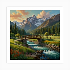 Bridge Over The Stream 4 Art Print