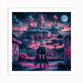 Girl In A City Art Print