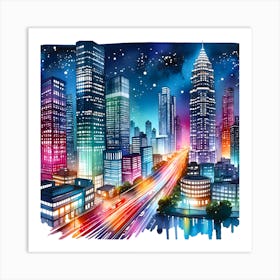 Night City Skyline Art Print