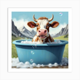 Cow In A Tub 5 Art Print