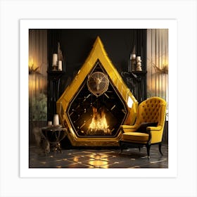 Gold Fireplace Art Print