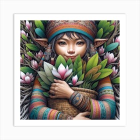 Magnolia Girl Art Print