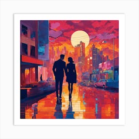 Couple Walking In The Rain 3 Art Print