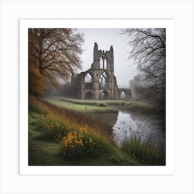 Abbey by the river Art Print