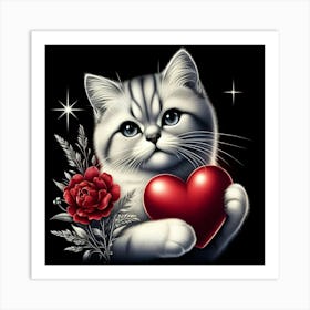 Cat With Heart 2 Art Print