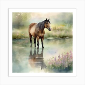 Horse In Water 2 Art Print