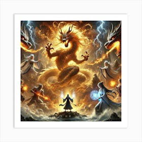 A Dramatic Scene With The Yang Fire Wolf Fully Awa Converted Art Print