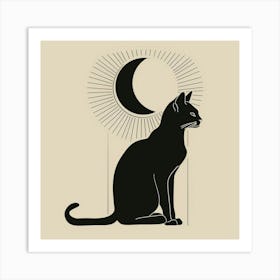 Cat In The Moonlight 10 Art Print