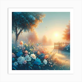 Sunset In The Garden Art Print