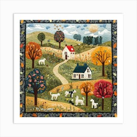 Dogs In The Countryside Tapestry 2 Art Print