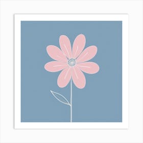 A White And Pink Flower In Minimalist Style Square Composition 601 Art Print