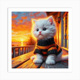 Kitten At Sunset Art Print