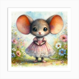 Little Mouse In A Dress Art Print