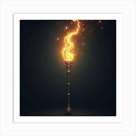 A Glowing Enchanted Staff With Swirling Arcane Energy 1 Art Print