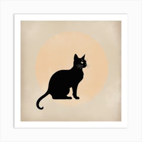 Silhouette Of A Black Cat Art Print