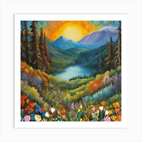 Sunset In The Mountains Art Print