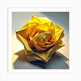 Yellow Origami Rose Art Print