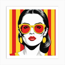 Lady In Yellow Sunglasses Art Print