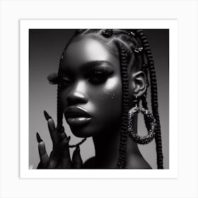 Black Girl With Braids Art Print