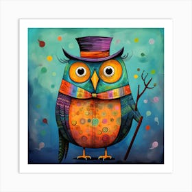 Owl With A Hat Art Print