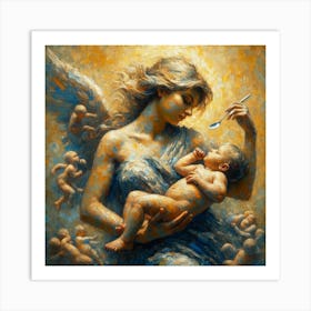 Angel Holding A Baby Art Print