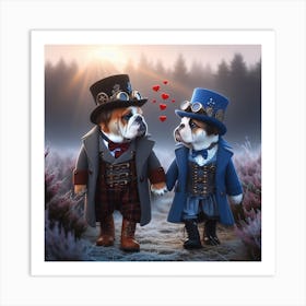 Steampunk Couple Valentines Art Print