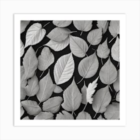 Leaves On A Black Background 1 Art Print