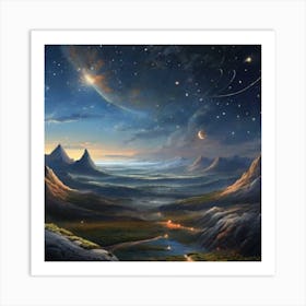 Landscape With Starry Sky Art Print