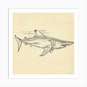 Vintage Shark Illustration 1 Art Print