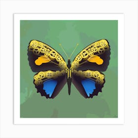 Mechanical Butterfly The Callicore Aegina On A Green Background Art Print