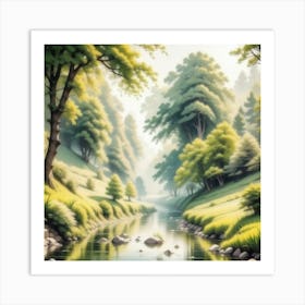 River In The Forest 64 Art Print