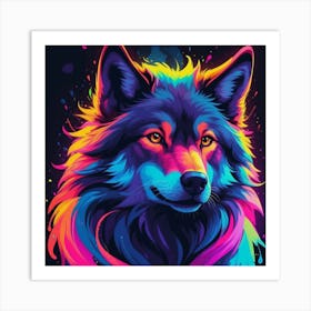 Colorful Wolf Art Print