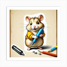 Hamster Drawing 6 Art Print