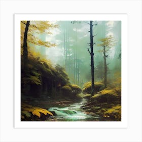 Waterfall In The Forest 35 Art Print