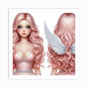 Pink Angel Wig Art Print