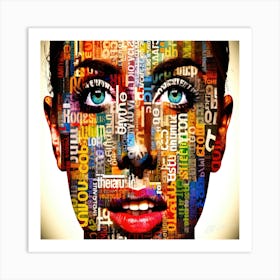 Written On My Face - Woman'S Face Made Of Words Art Print