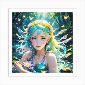 Moonlit Serenade: The River Fairy's Enchantment Part 2 Art Print