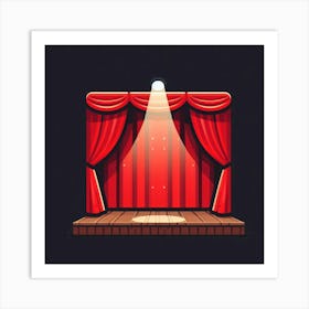 Stage With Red Curtain Art Print