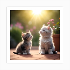 Adorable Puppy and Kitten Playdate Art Print