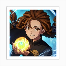 Girl Holding A Golden Ball Art Print