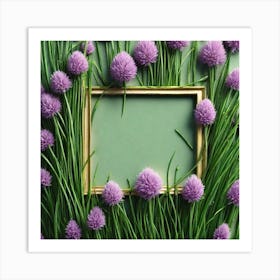 Purple Flowers In A Frame Art Print